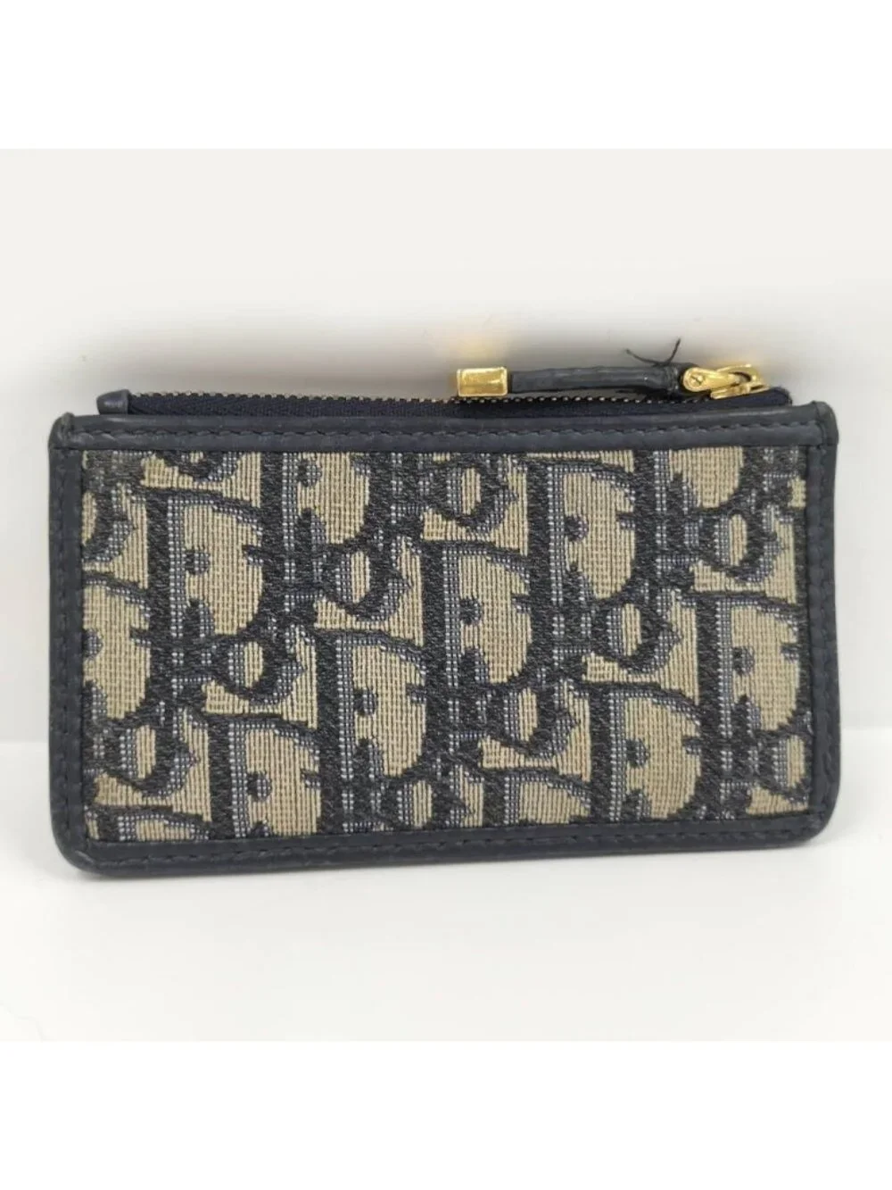 Dior Oblique Coin Case with Key Ring Jacquard Leather Navy